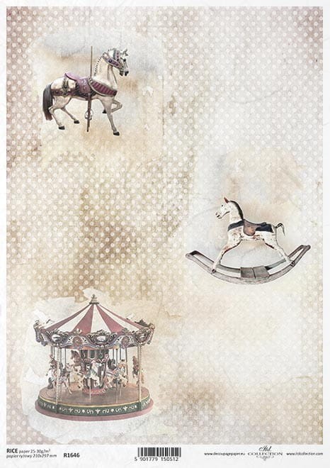 R1646 small M-Decoupage-papier-ryzowy-Papier-w-stylu-vintage-przetarte-kropki-karuzela-kon-na-biegunach-konik.jpg